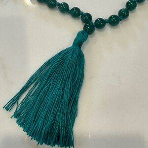 Mala Green Jade & Sandalwood Beaded Necklace with Tassel NEW!